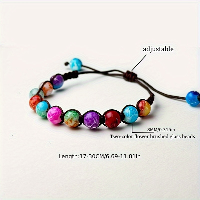 Adjustable Colorful Glass Bead Bracelet Friendship Gift